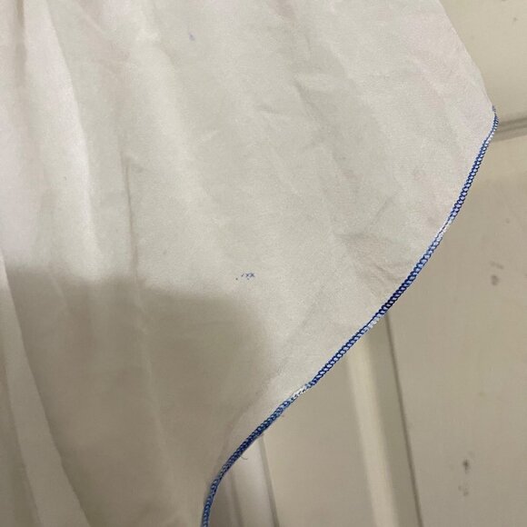 Abercrombie & Fitch Womens White Blue Tie Floral Embroider Bohemian Blouse Small - Picture 8 of 9